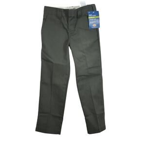 Dickies Boy's Slim Fit Uniform School Twill Chino Straight Leg Pants Olive Size6